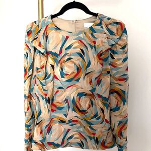Doo.Ri Multicolor Silk Abstract Pattern Women's Top size 2 Made in USA